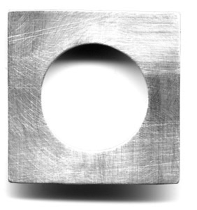 CIRCLE IN SQUARE $90-sterling silver pin with sanding disk texture (1 1/4")
